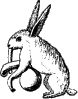 Hare playing on bagpipes.